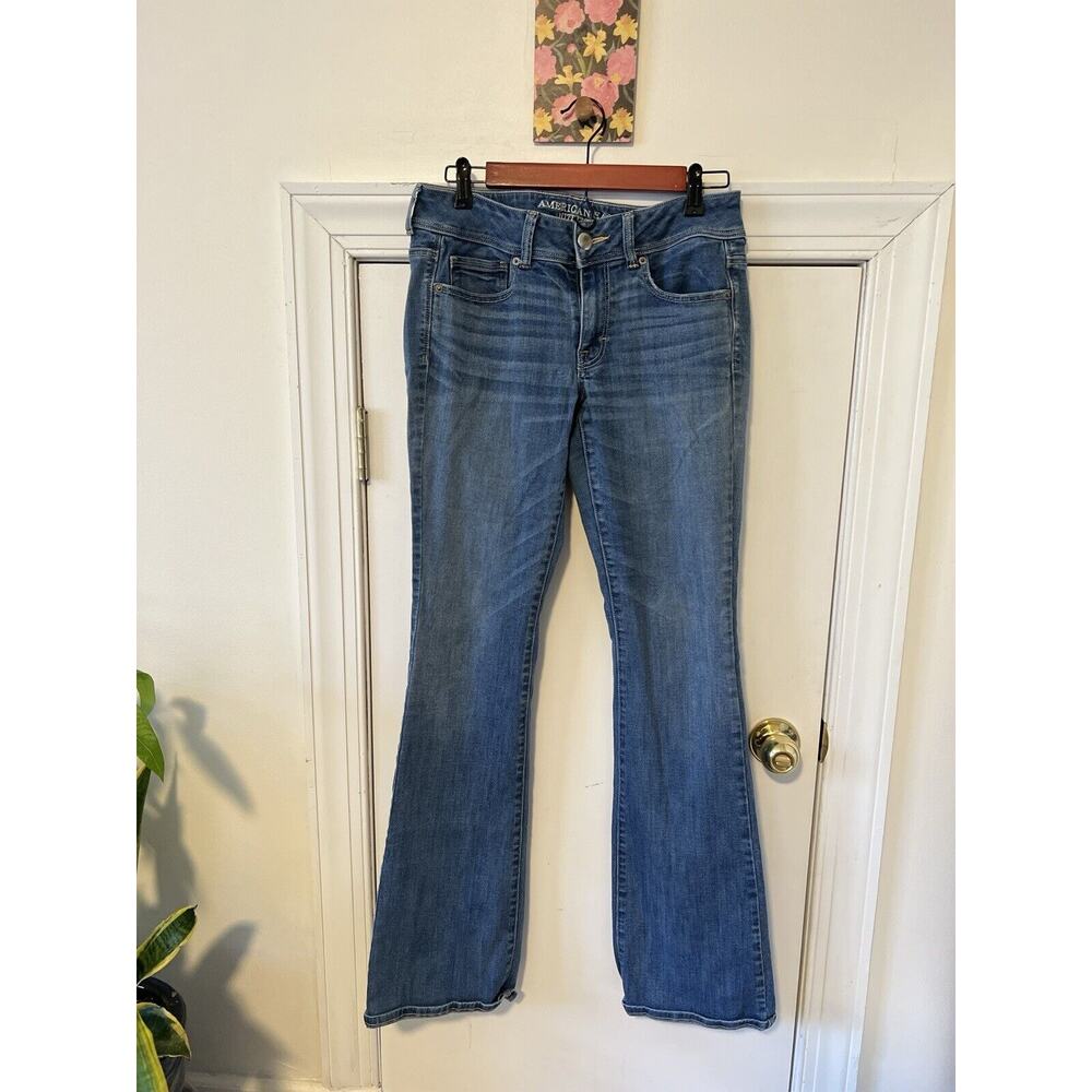 American Eagle Jeans Women Boot Cut Kick Low Rise Stretch Denim Size 8 Long